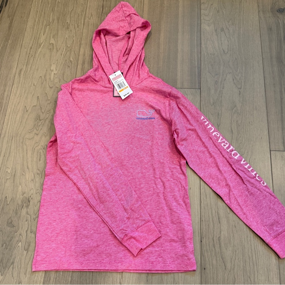 Girls Hot Pink Vineyard Vines Lightweight Hoodie